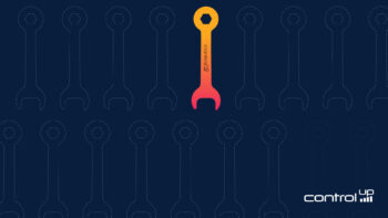 Colorful wrench hanging from the top to convey IT tool consolidation theme